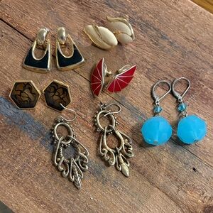 Gold and Black Geometric Earrings Set